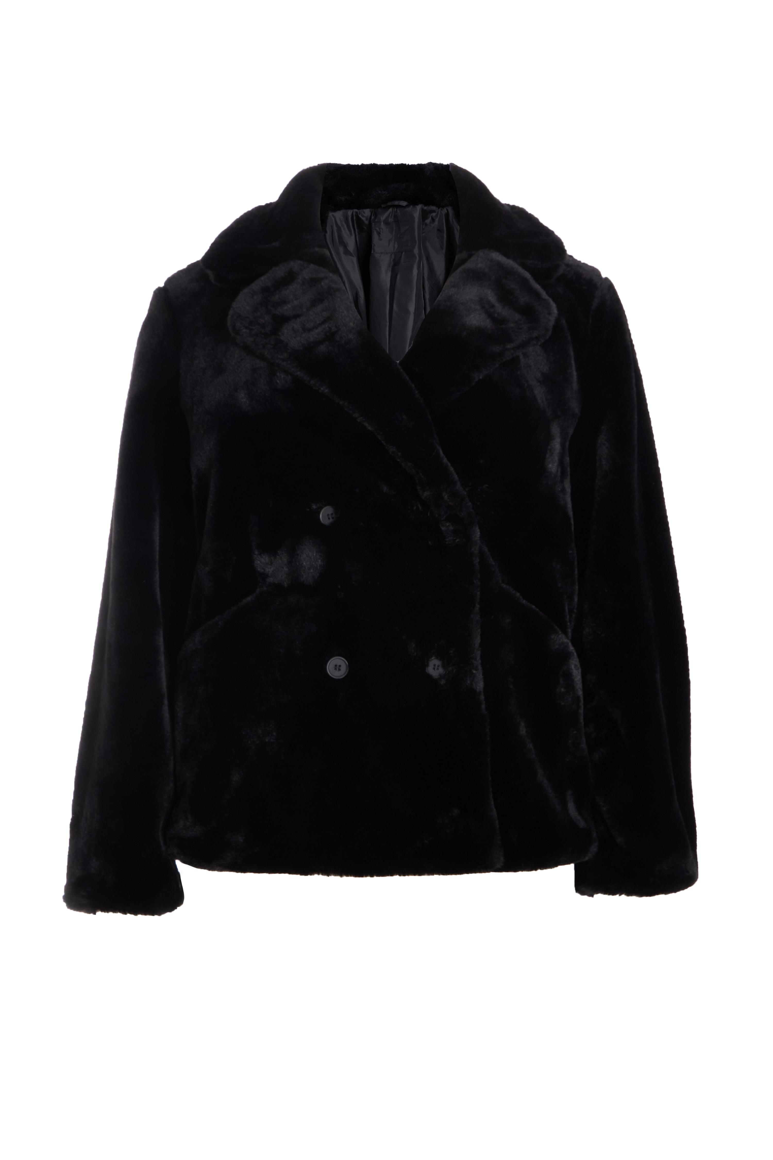 Quiz black fur coat store