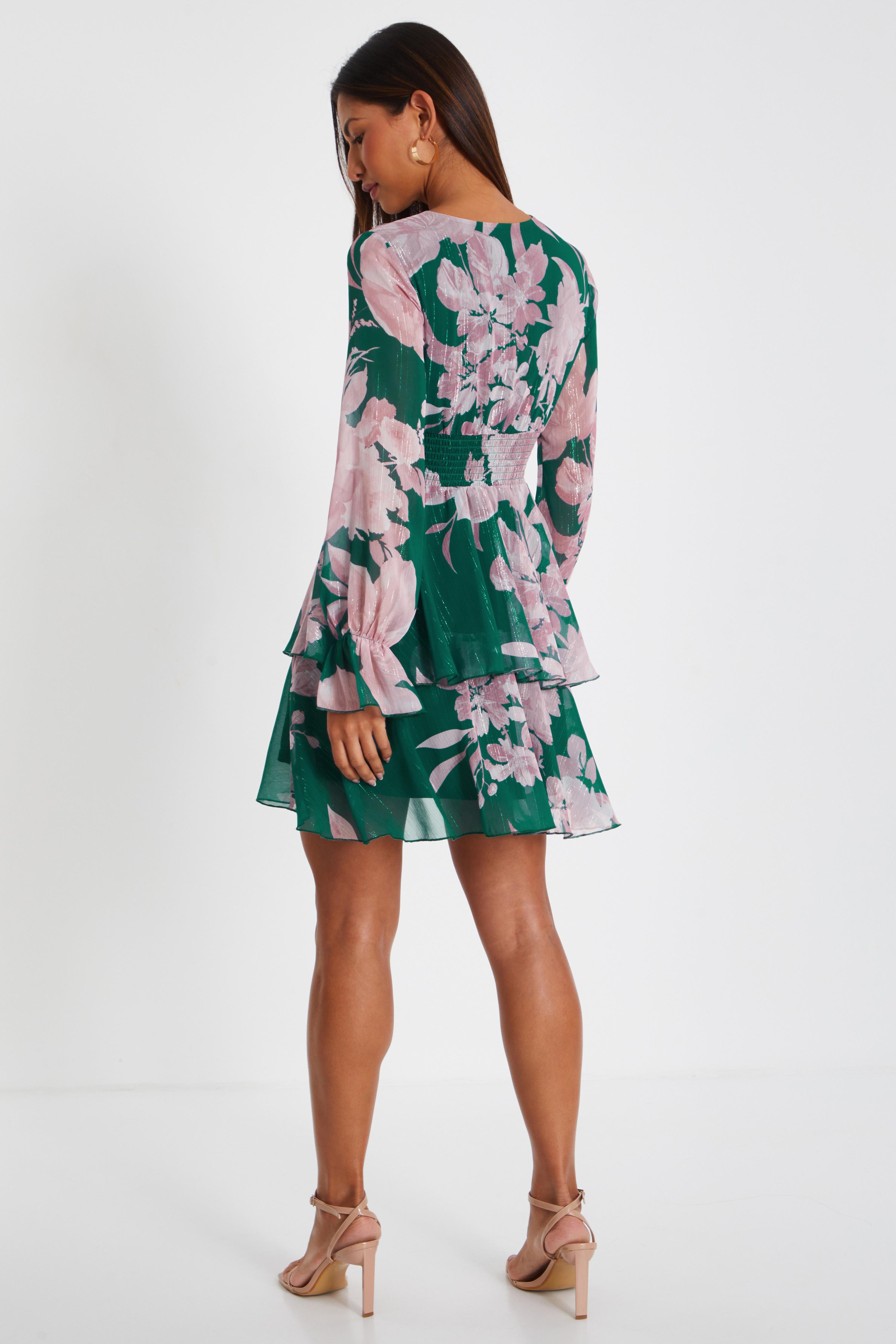 Quiz floral print frill skater dress hotsell