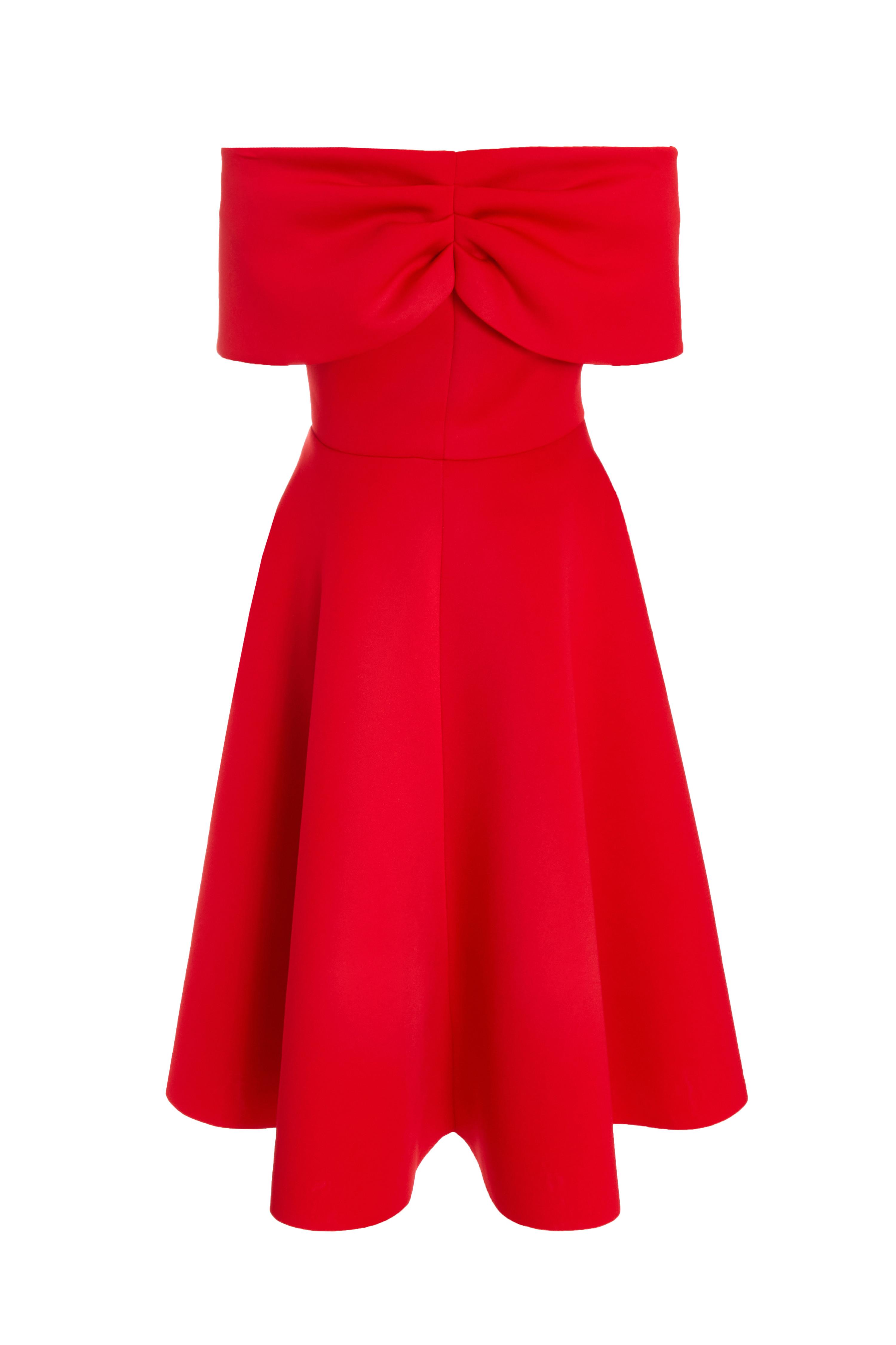 Red Bardot Skater Midi Dress QUIZ Clothing