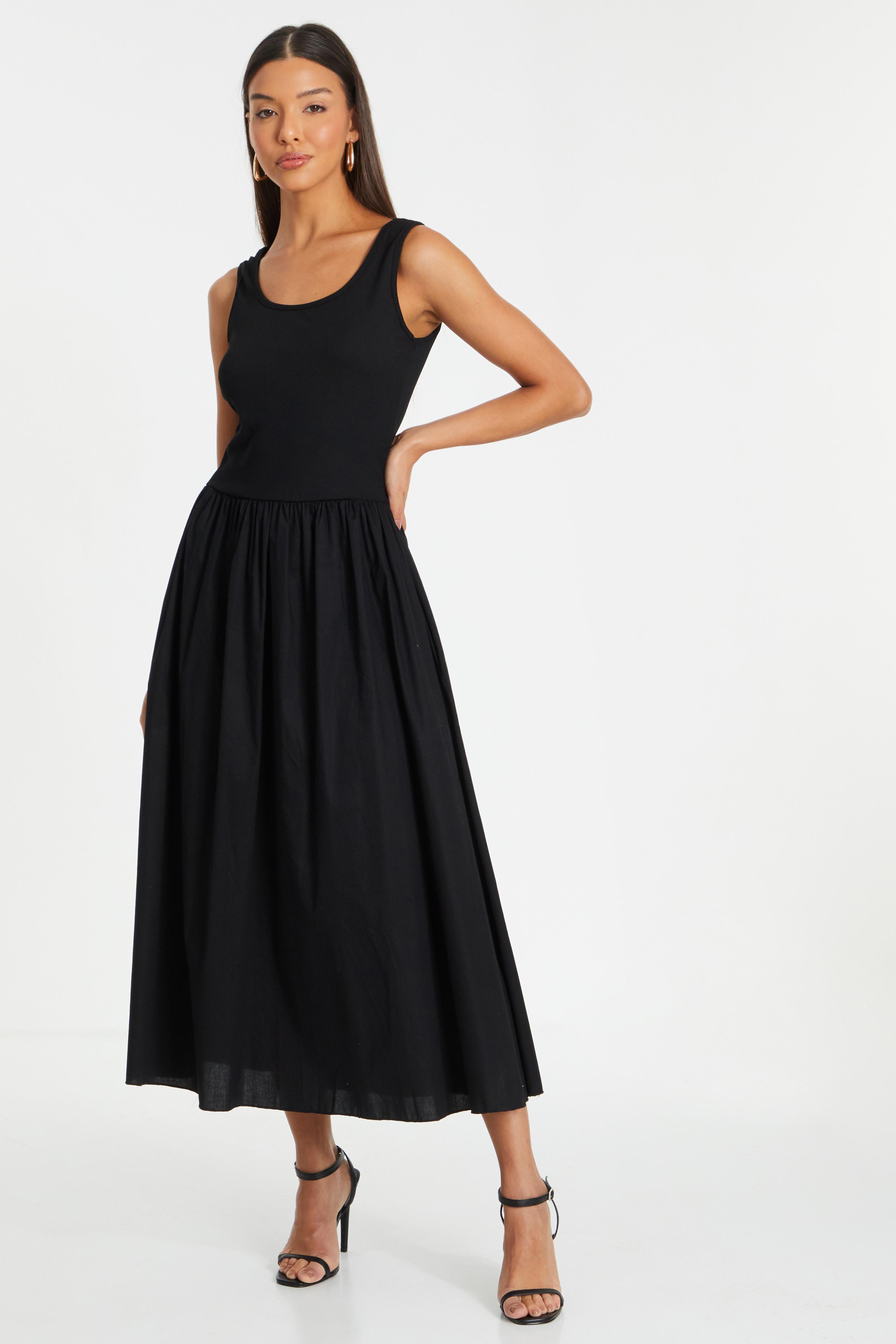 Black Midi Skater Dress QUIZ Clothing