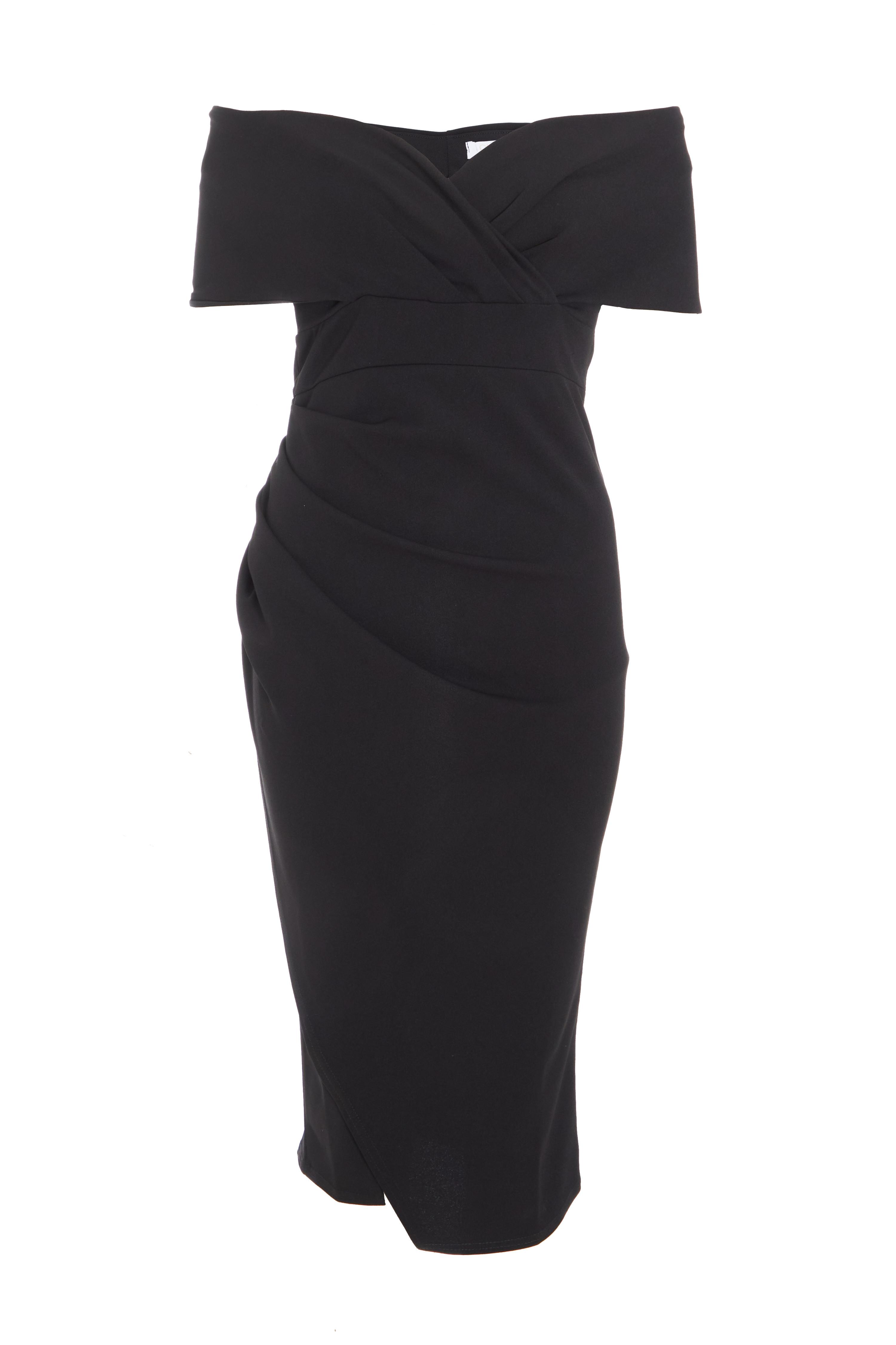 Black bardot ruched side jumper dress online