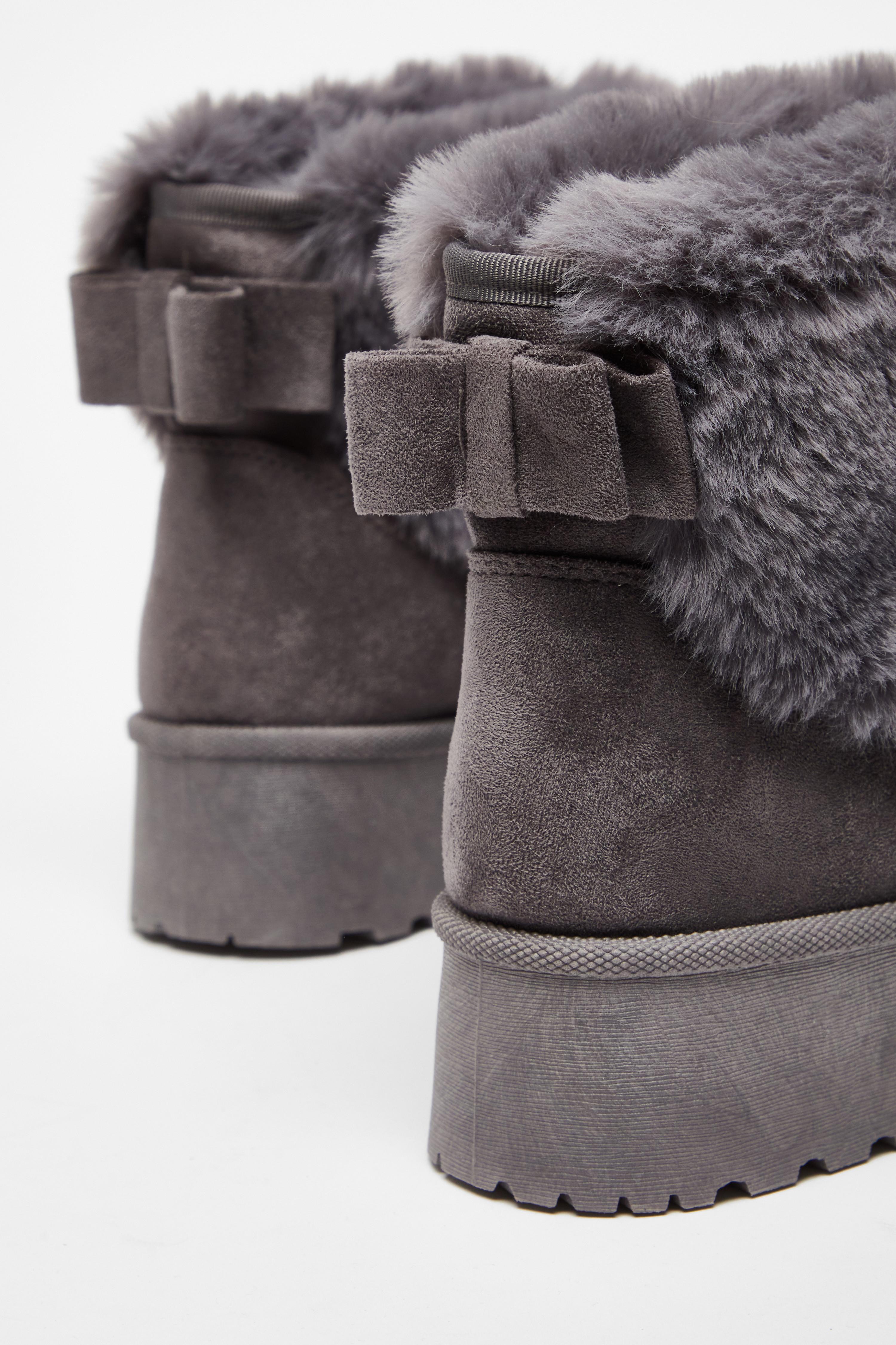 Grey Faux Suede Ankle Boots QUIZ Clothing