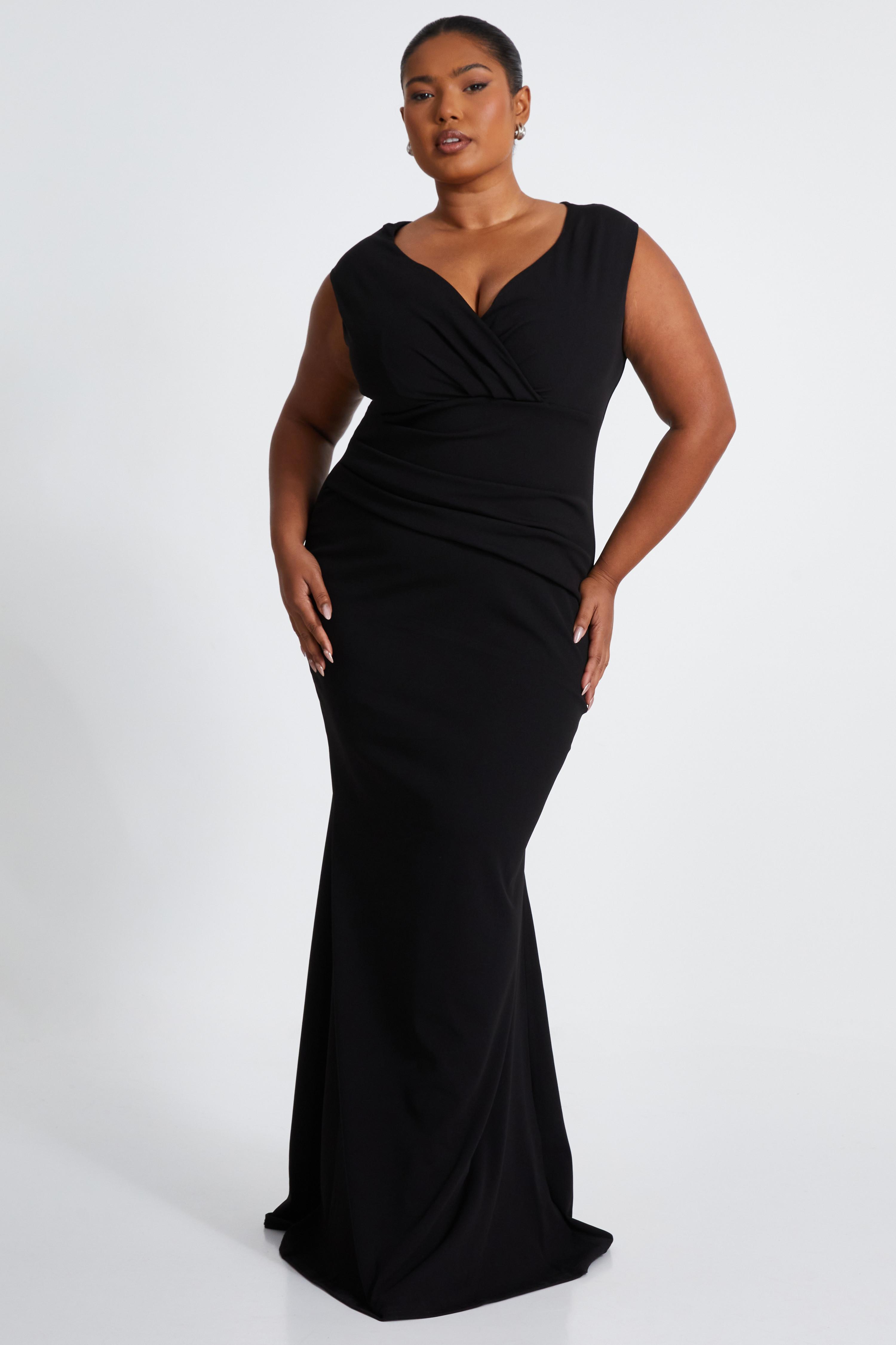 Black Bardot Fishtail Maxi Dress QUIZ Clothing