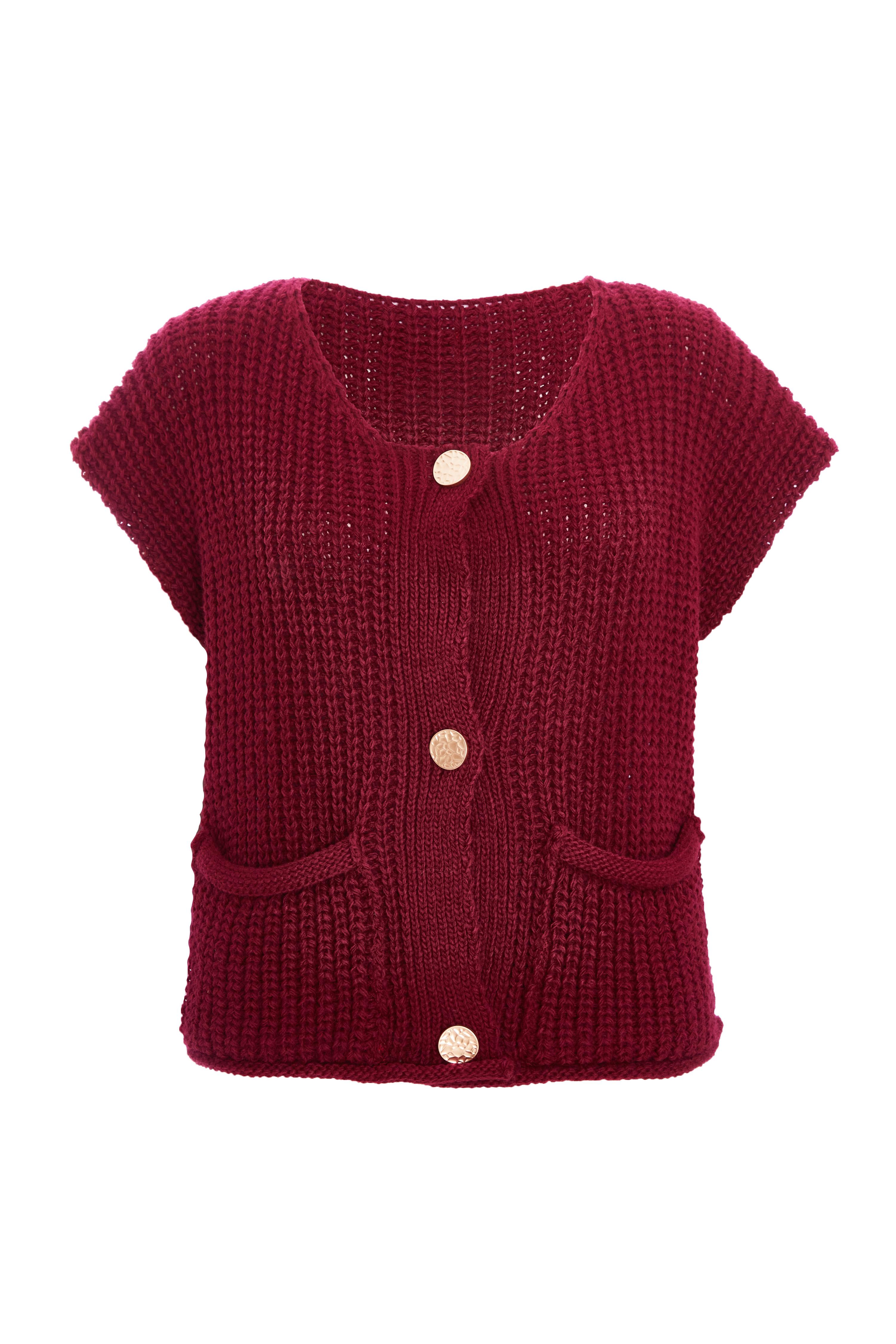 Dark Red Knit Sleeveless Cardigan QUIZ Clothing