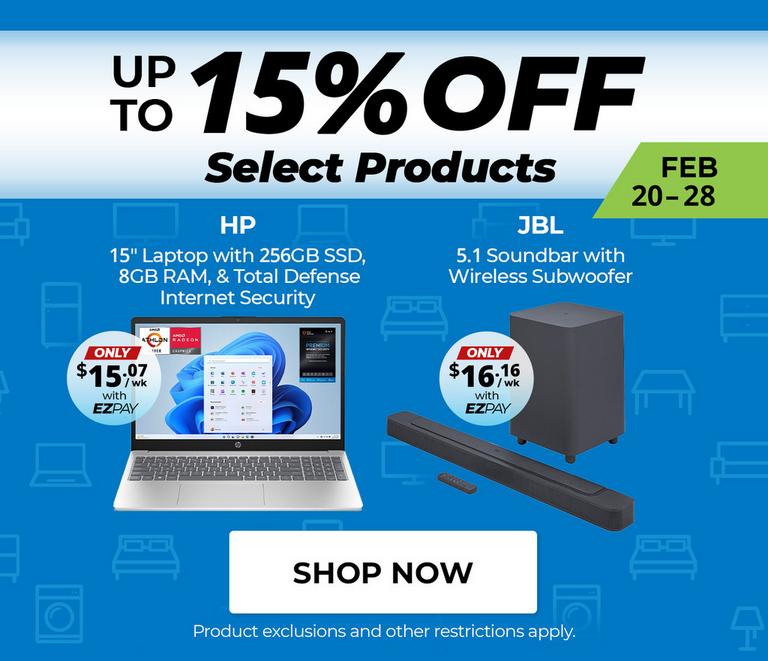 Up to 15% Off Select Products