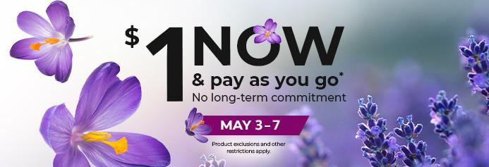 $1 now and pay as you go. No long-term commitment. Product exclusions and other restrictions apply.