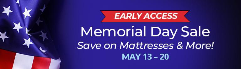 Memorial Day sale early access. May 13 - 20, 2026.
