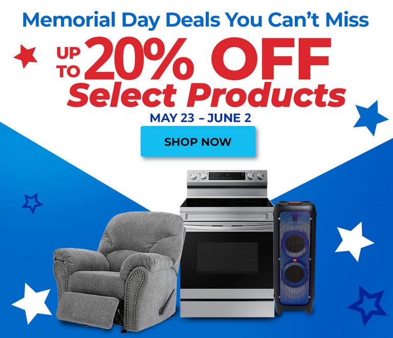 Memorial Day Savings. Up to 20% Off Select Living Room Products