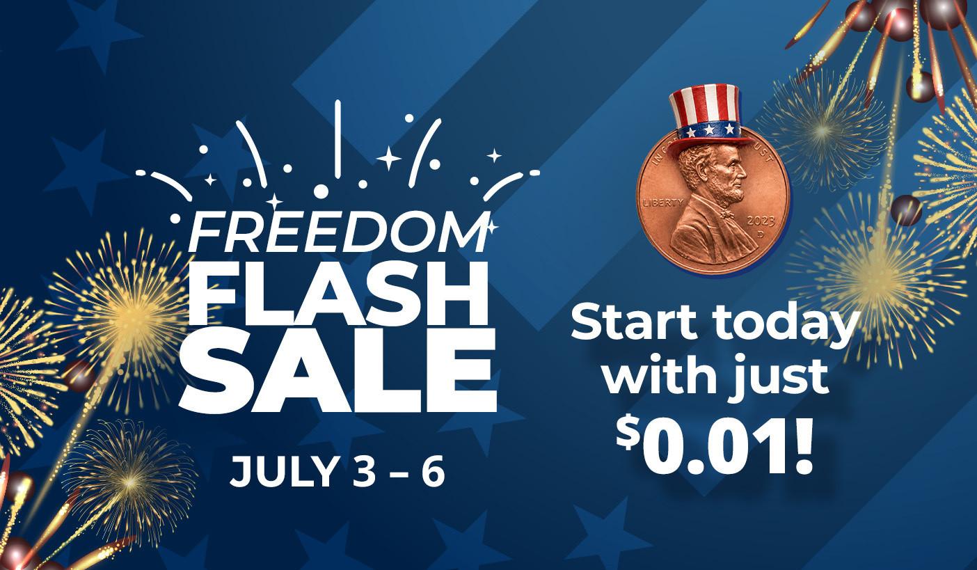 Freedom Flash Sale. July 3 - 6, 2026 