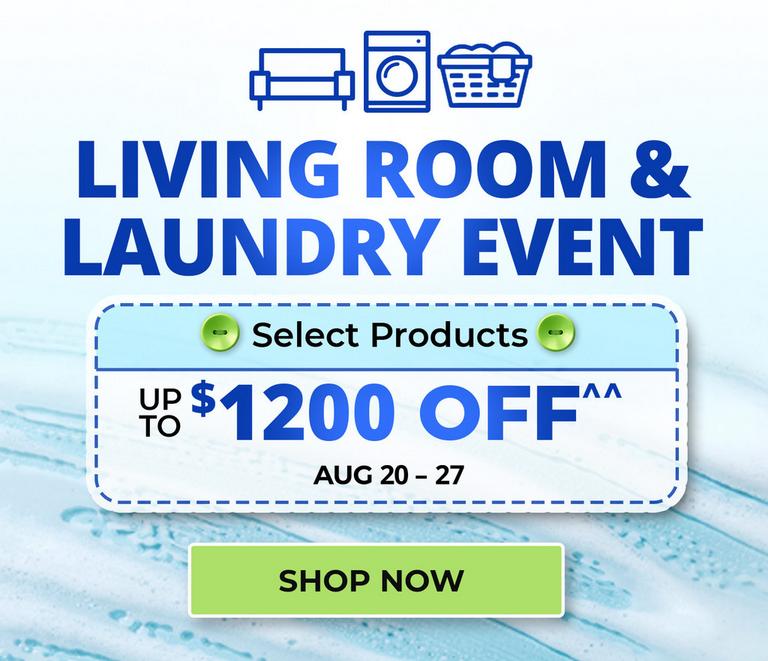 Save on select living room and laundry products at Aaron's.