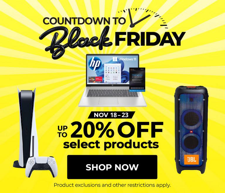 Countdown to Black Friday. Up to 20% off select products. Nov 18-23. Shop now. Product exclusions and other restrictions apply.