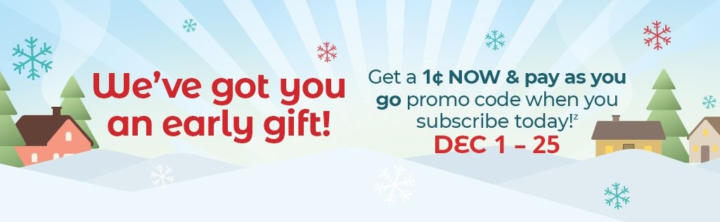 We've got you an early gift! Get a $0.01 now and pay as you go promo code when you subscribe today