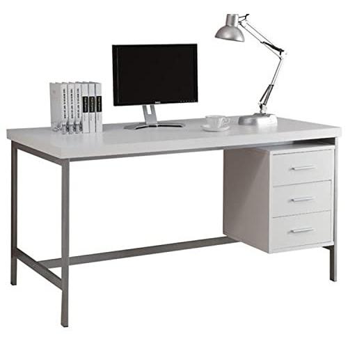 Monarch Specialties Computer Desk, White/Silver