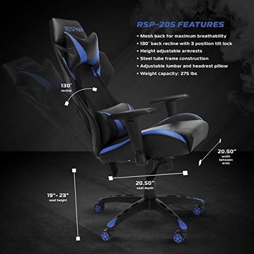 Rent to Own Respawn RESPAWN 205 Racing Style Gaming Chair, in Blue 