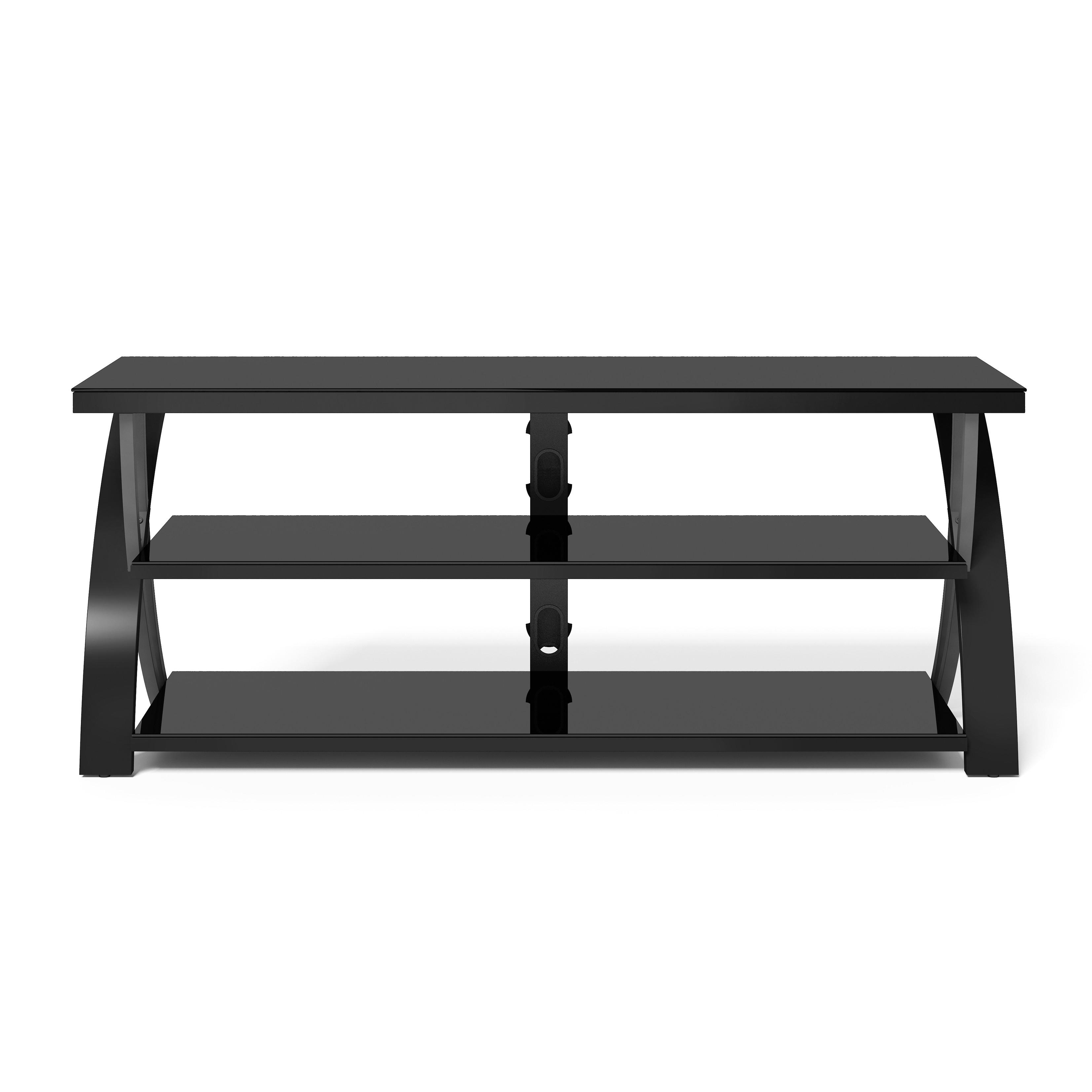 Whalen black glass 2024 tv stand