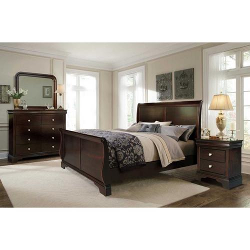 Acme Furniture Louis Philippe III Traditional Wood Sleigh King Bed in Cherry