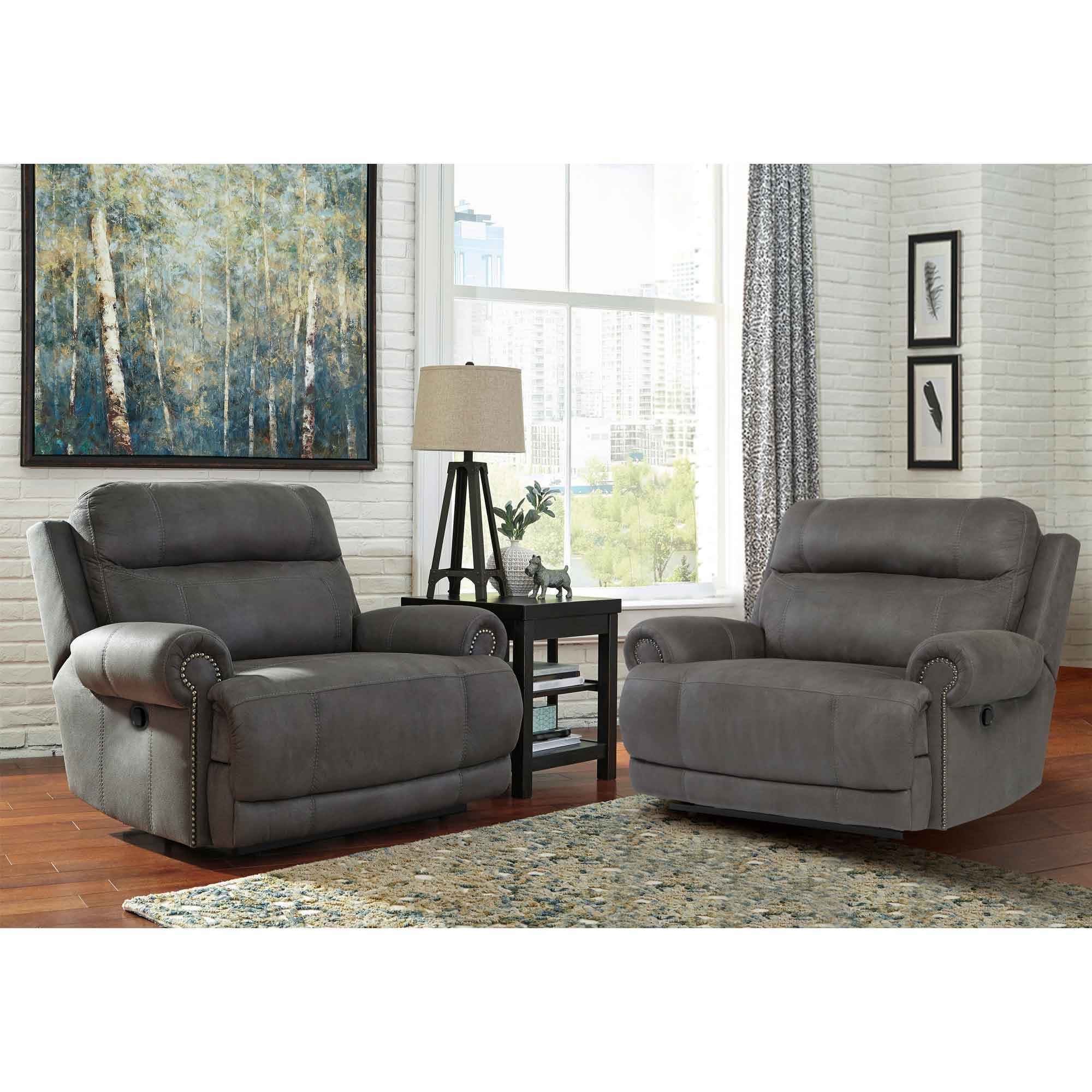 Oversized leather deals recliner for two