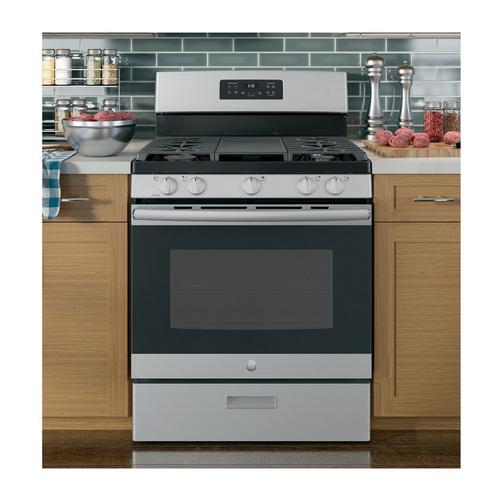 GE JGB700SEJSS 30 Inch Freestanding Gas Range with Edge-to-edge Cooktop, Gas  Convection, Extra-Large Griddle, Center Oval Burner, Steam Self-Clean, 5  Sealed Burners, 5.0 cu. ft. Oven, Power Boil Burner and Star-K® Certified