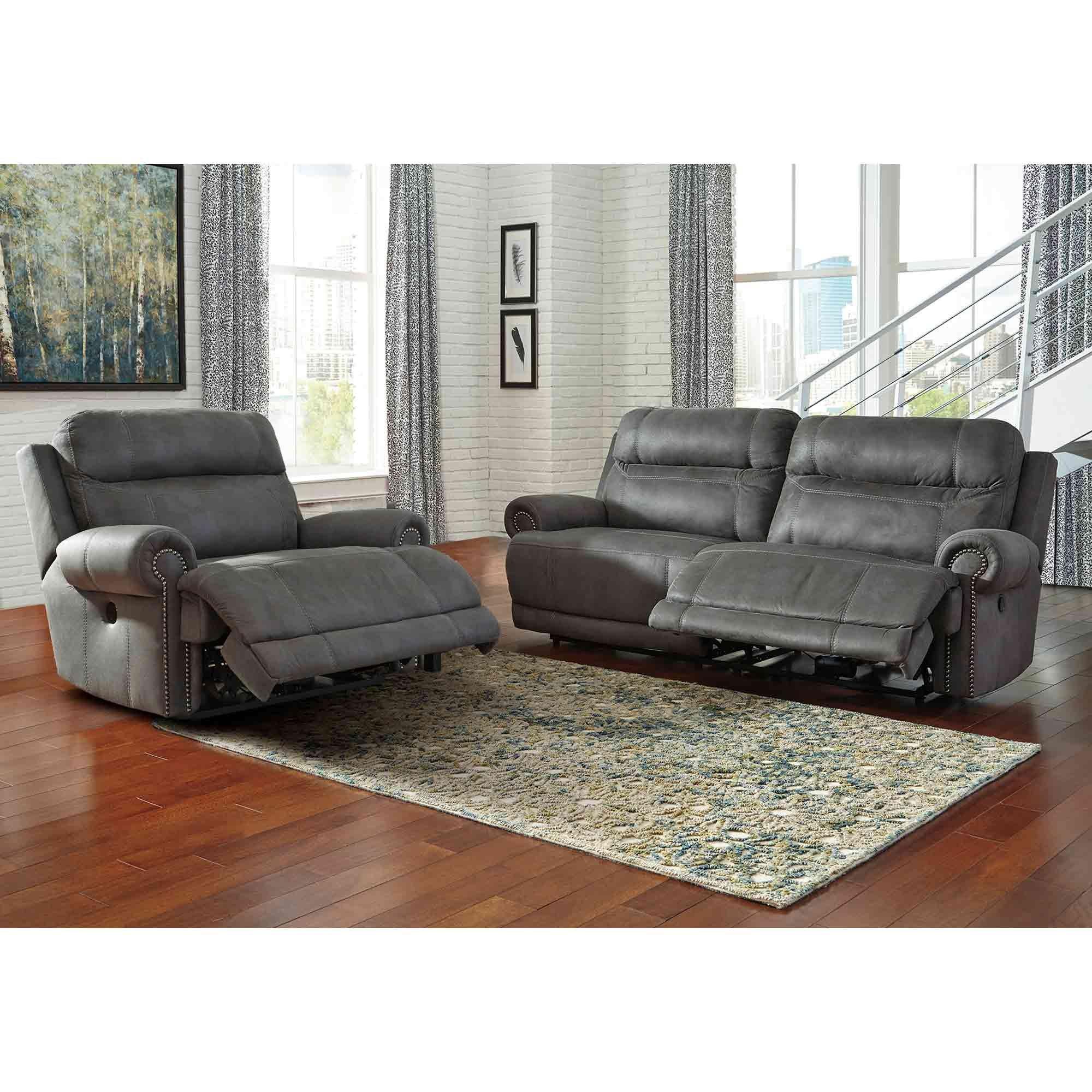 Juego de sofá reclinable de cuero, juego de muebles de sala de estar, sofá  reclinable manual y sofá biplaza con silla reclinable para sala de estar