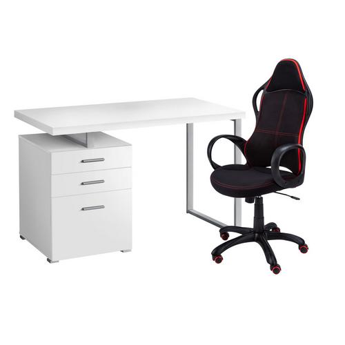 60 White Corner Desk with Storage by Monarch 