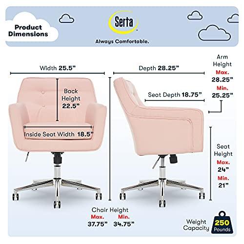 Serta Ashland Memory Foam & Twill Fabric Home Office Chair Blush