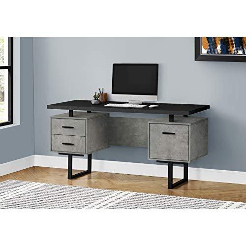 Monarch Specialties Home Office Writing Table 60 Inch Long Compact Computer  Desk, Dark Wood Finish with Black Metal Frame