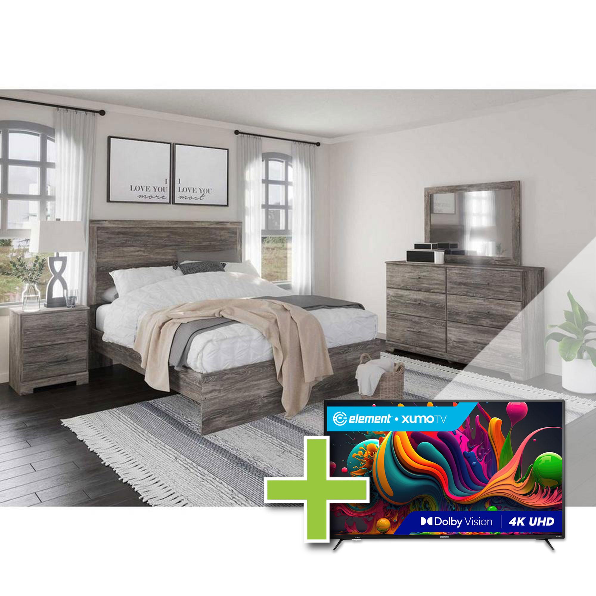 Rent to Own Signature Design By Ashley Queen Ralinski Bed w/Dresser,  Mirror, Nightstand + TV, Dresser, Mirror, Nightstand at Aaron's today!