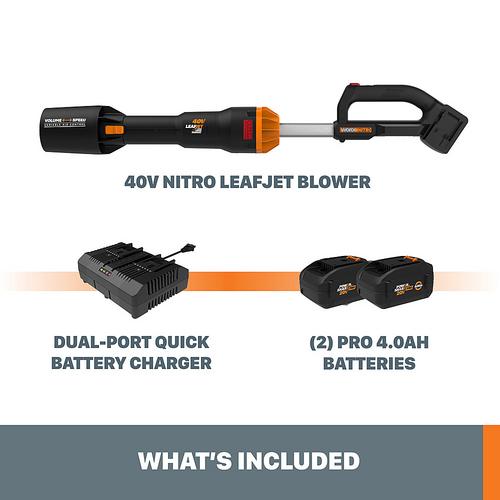 Cordless 20V Brushless Leaf Blower with 4.0Ah Battery and Fast Charger