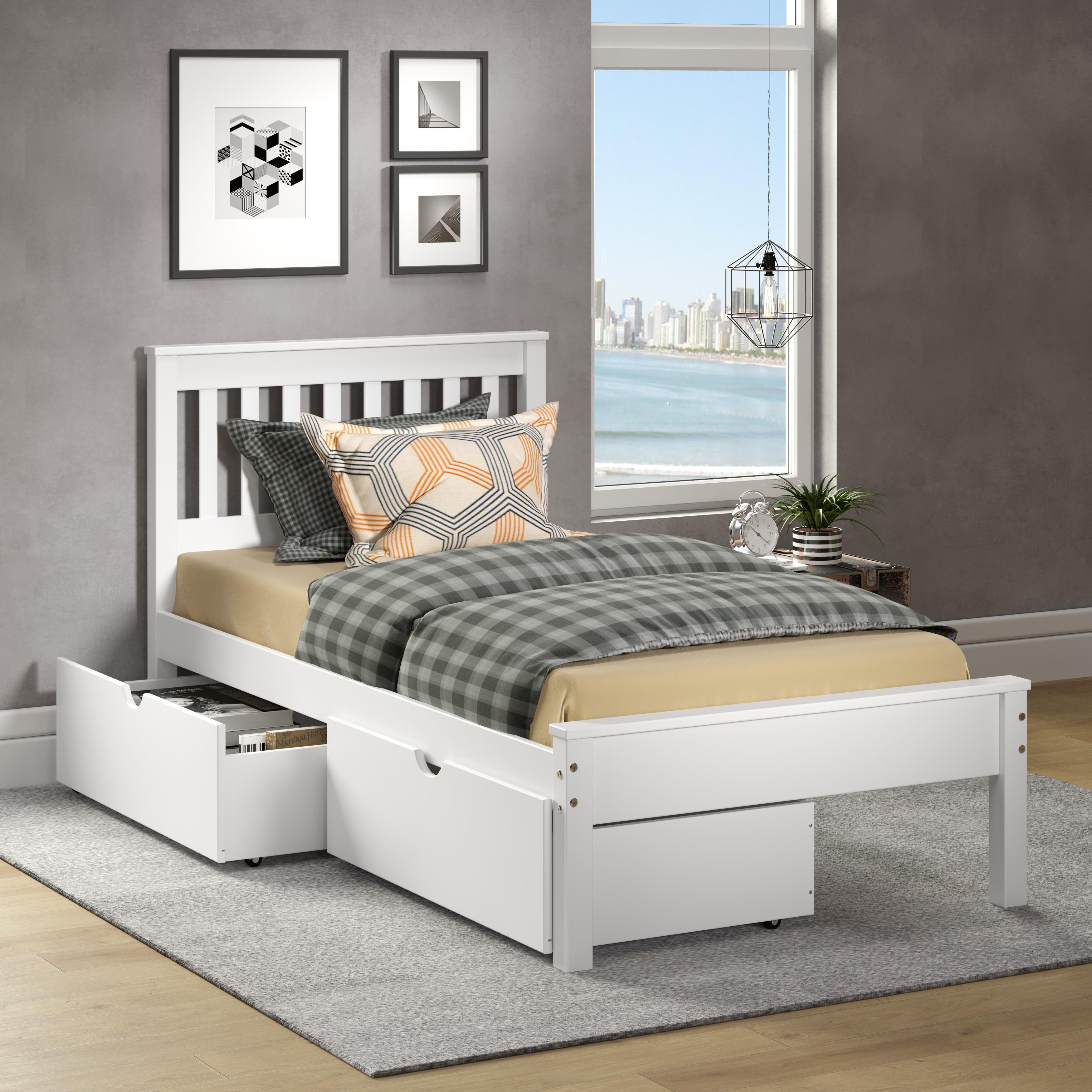 Rent to Own Donco Twin Bed White with Dual Drawers at Aaron's today!