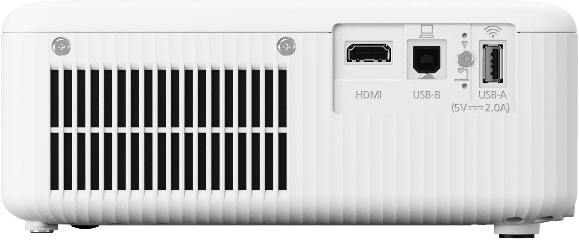 Epson CO-W01 WXGA Projector showing multiple connection ports including HDMI and VGA.