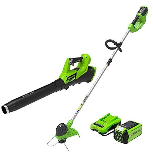 Greenworks 40V Cordless String Trimmer and Leaf Blower Combo Kit, 2.0Ah w/ Battery and Charger
