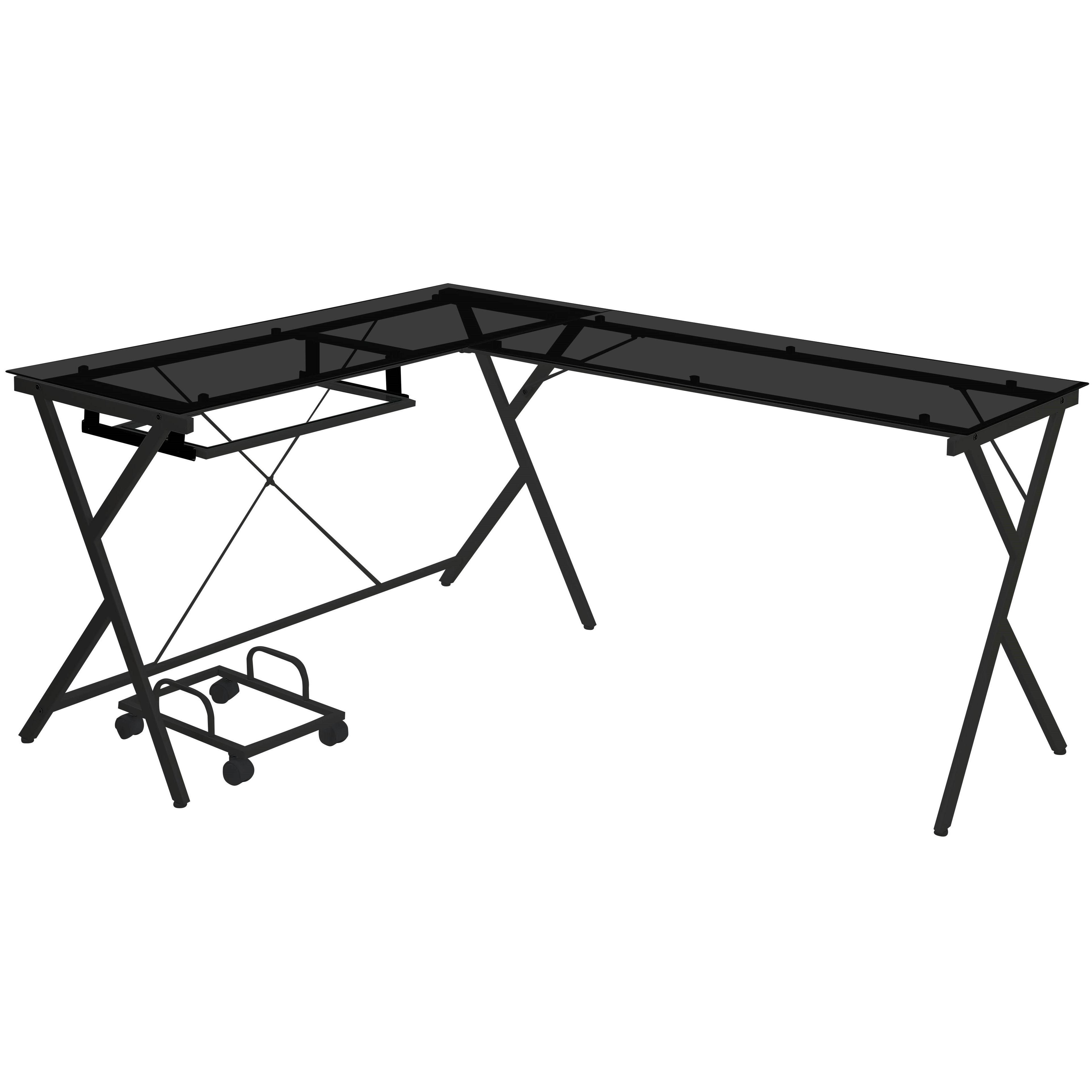 Rent to Own Acme Furniture Dazenus Computer Desk wiht Glass Top - Black ...