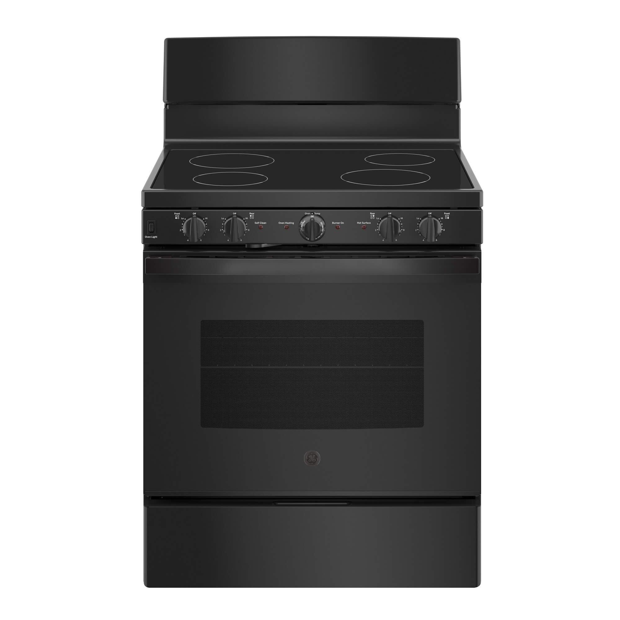 Rent to Own GE Appliances 5.0 cu. ft. Self Cleaning Front Control Electric  Range w/ Ceramic Cooktop - Black at Aaron's today!