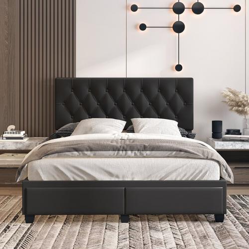 Uptown Upholstered Full Storage Bed - Black