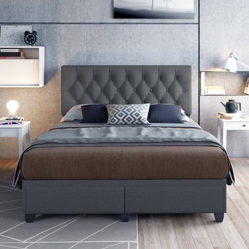 Sensations Upholstered Full Storage Bed - Black