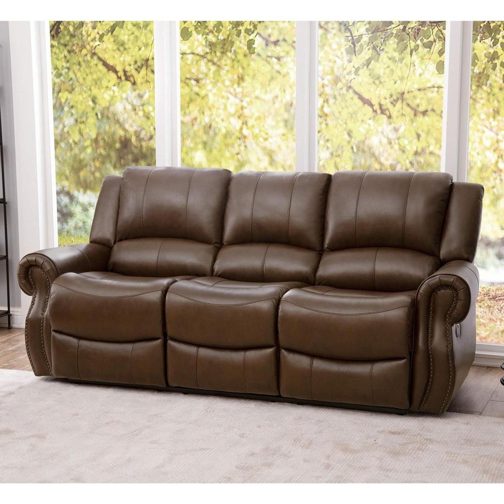 Faux Leather Sofas Brown : Bowery Hill Faux Leather Sofa With Rolled
