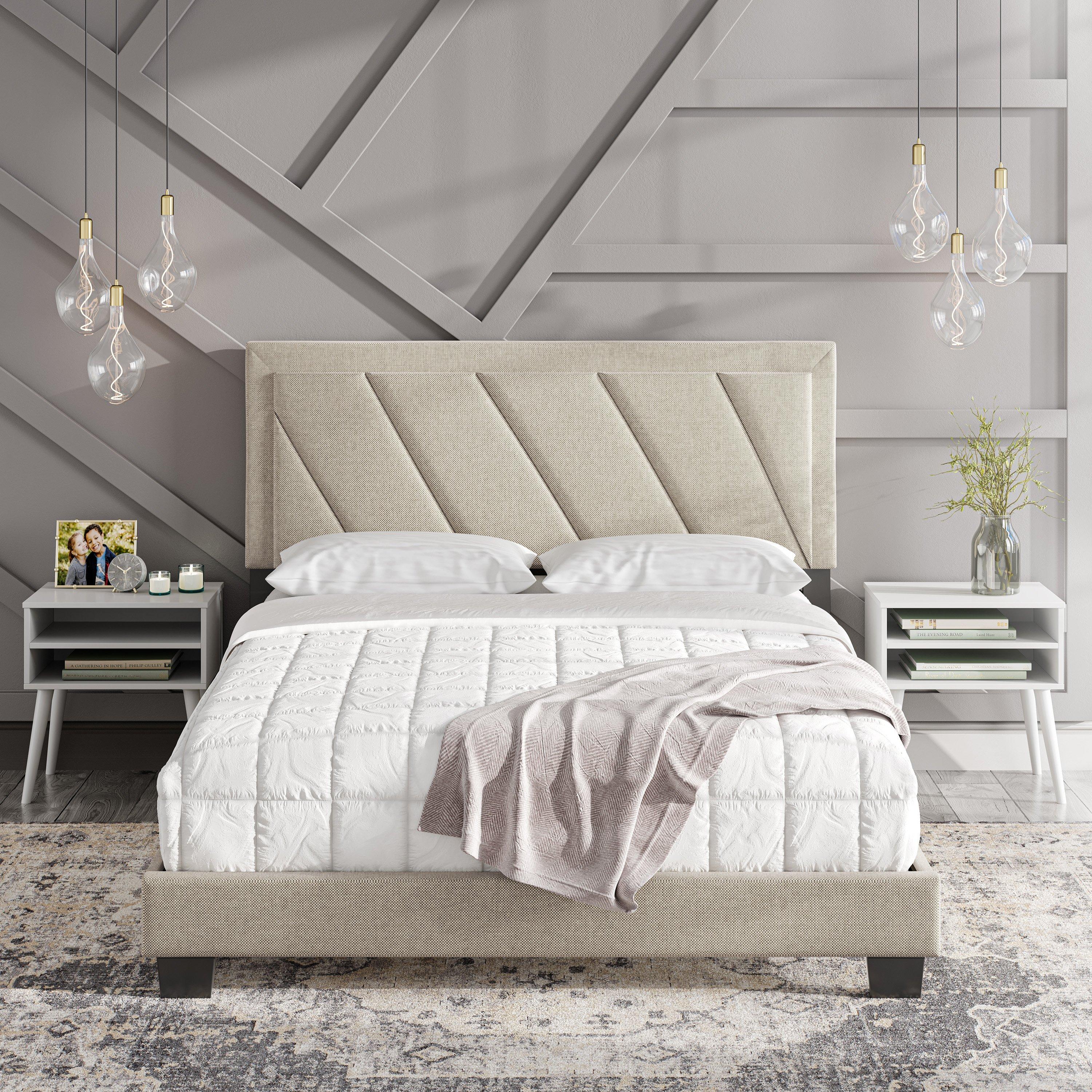 Rent to Own Boyd Sleep Derby Queen White Fabric Bed with 10 Firm Tight Top  Queen Mattress & 9 Foundation at Aaron's today!