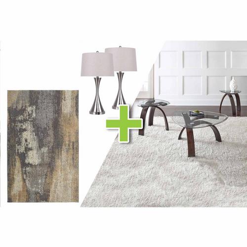 Rent To Own Steve Silver 6 Piece Pitman Tables Metal Lamps And Cruze Rug Bundle At Aaron S Today