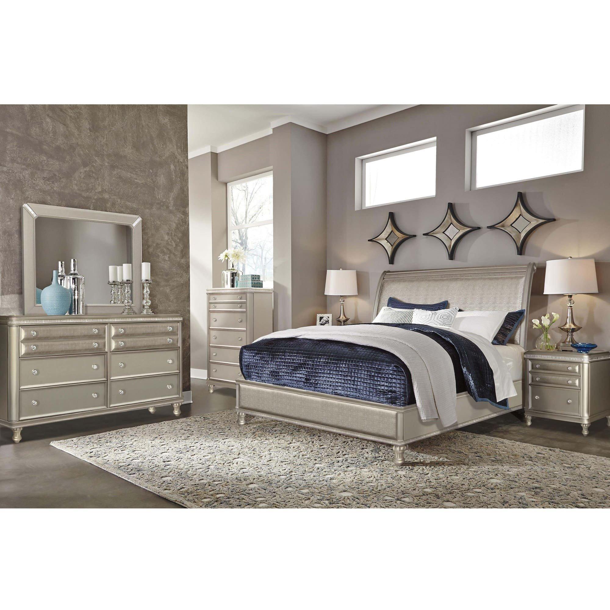Rent To Own Riversedge Furniture 11 Piece Glam Queen Bedroom Set W Woodhaven Tight Top Firm Mattress At Aaron S Today