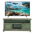 Cross Sell Image Alt - 65" Samsung Smart 4K UHD TV & 60" Green Rustic TV Stand Bundle