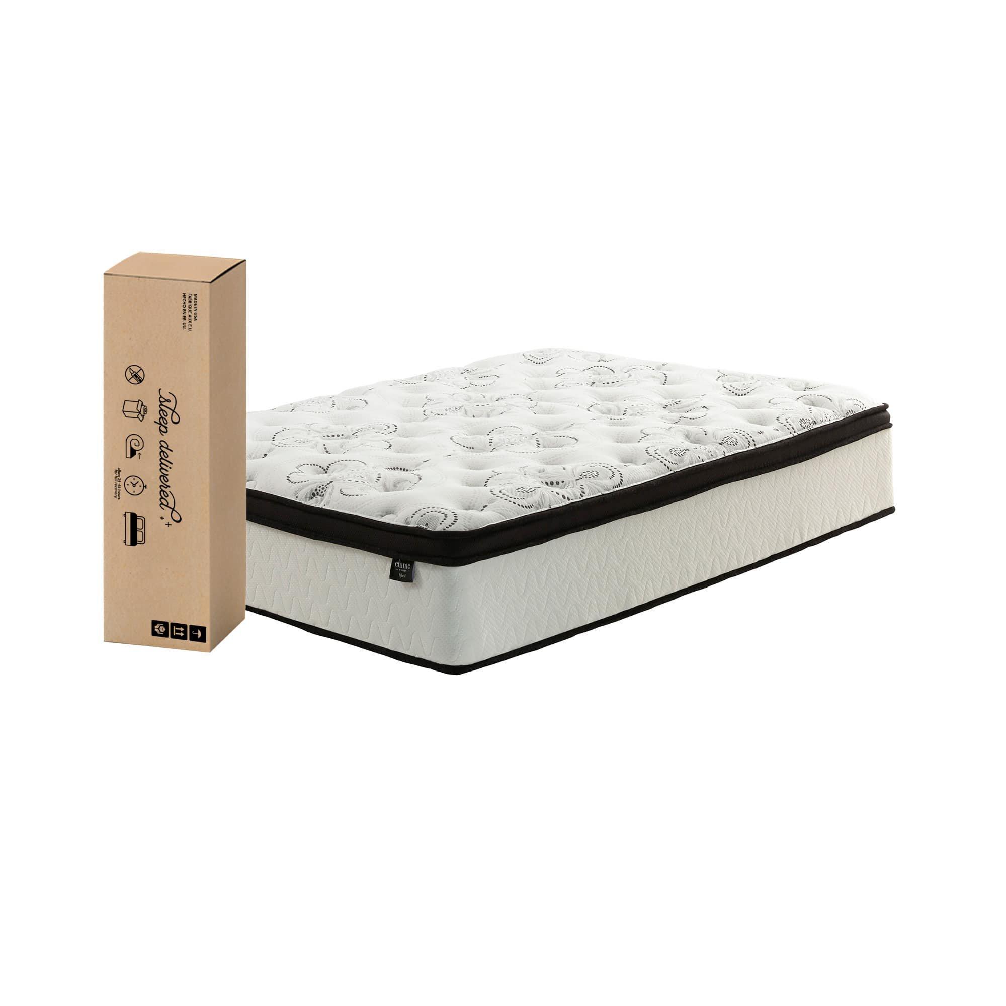 12" Euro Top Ultra Plush Full Hybrid Mattress in a Box with Platform Frame - Thumbnail 2