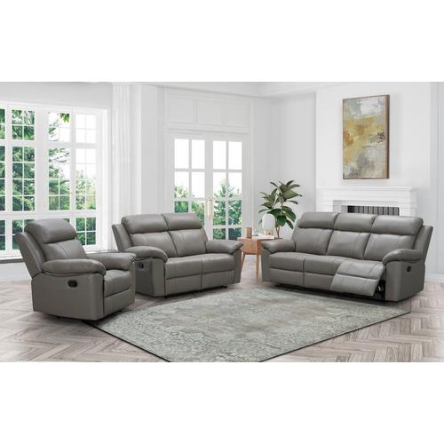 Braylen Leather Recliner Sofa Loveseat, Gray Leather Reclining Living Room Sets