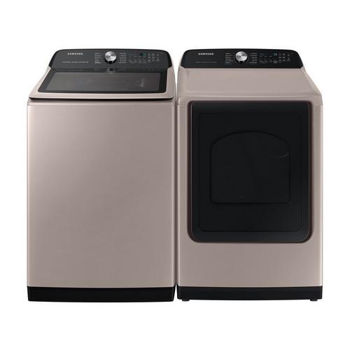 5.2 Cu. Ft. Samsung Top Load Smart Washer & 7.4 Cu. Ft. Steam Electric Dryer - Champagne