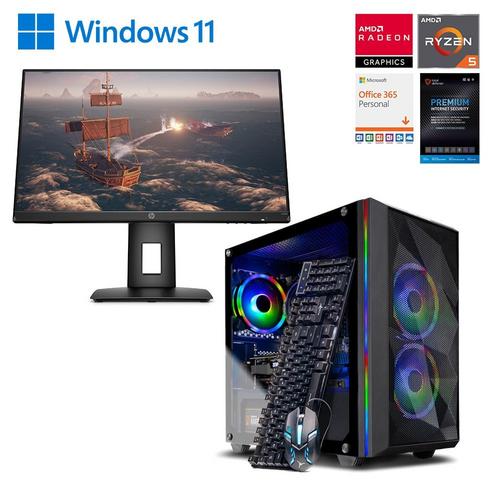 24" FHD Gaming Monitor & Chronos Gaming Tower w/ Total Defense Internet Security v11 & Microsoft Office 365