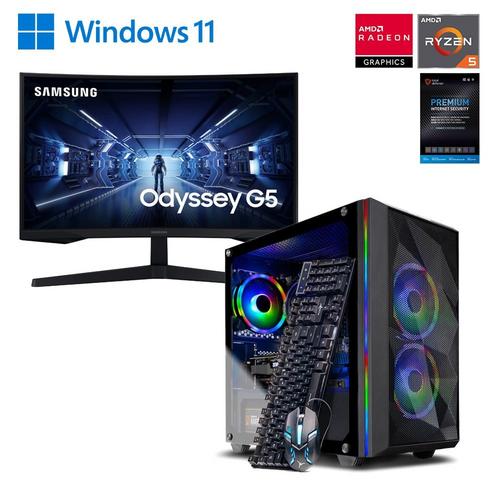 Skytech Chronos Gaming Desktop & 27" Samsung G5 Curved Gaming Monitor w/ Total Defense Internet Security Software