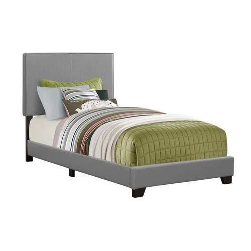 Upholstered Twin Bed Set w/ Tight Top Firm Mattress, Foundation & Protectors - Grey