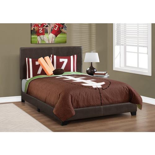 Upholstered Full Bed Set w/ Tight Top Firm Mattress, Foundation & Protectors - Dark Brown