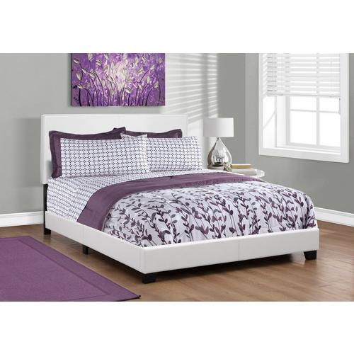 Upholstered Queen Bed Set w/ Pillow Top Plush Mattress, Foundation & Protectors - White