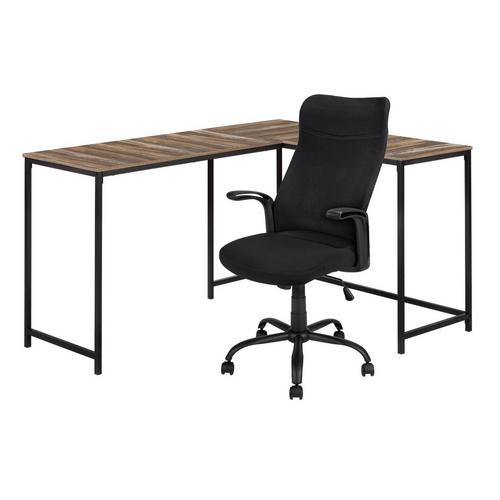 L-Shaped Modern Metal Desk w/ Chair - Brown