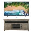 Cross Sell Image Alt - 65" Samsung 4K Ultra HD Smart TV & 60" Grey Rustic TV Stand Bundle